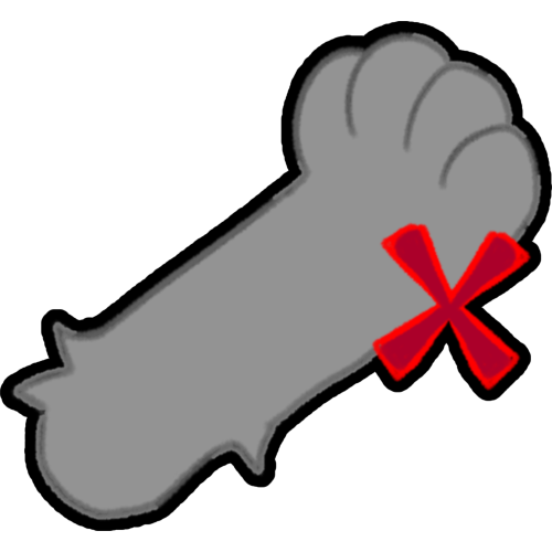 a grey paw reaching out to touch, there is a red X above the paw.